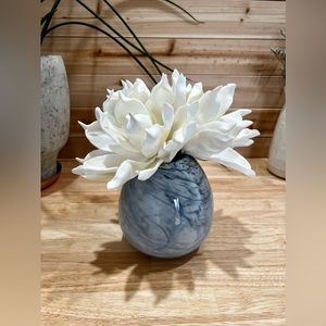 West Elm Marbled Vase with Magnolia Flowers